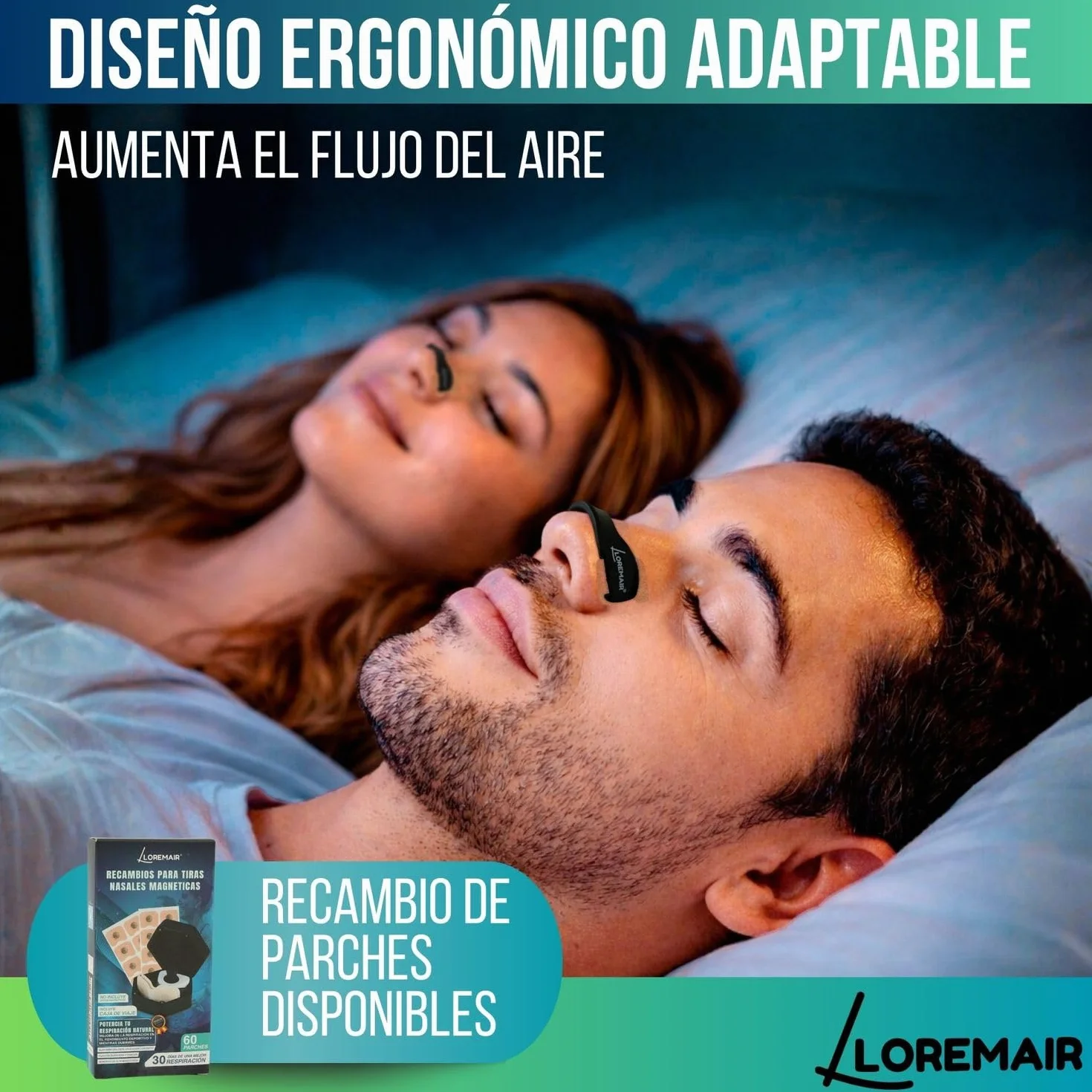 Tiras Nasales Magnéticas Deportivas | Tiras Nasales para Dormir | Dilatador Nasal Antironquidos | Mejora la Respiración y Rendimiento | 4 Arcos Magnéticos + Aplicador + 60 Parches (30 Días)