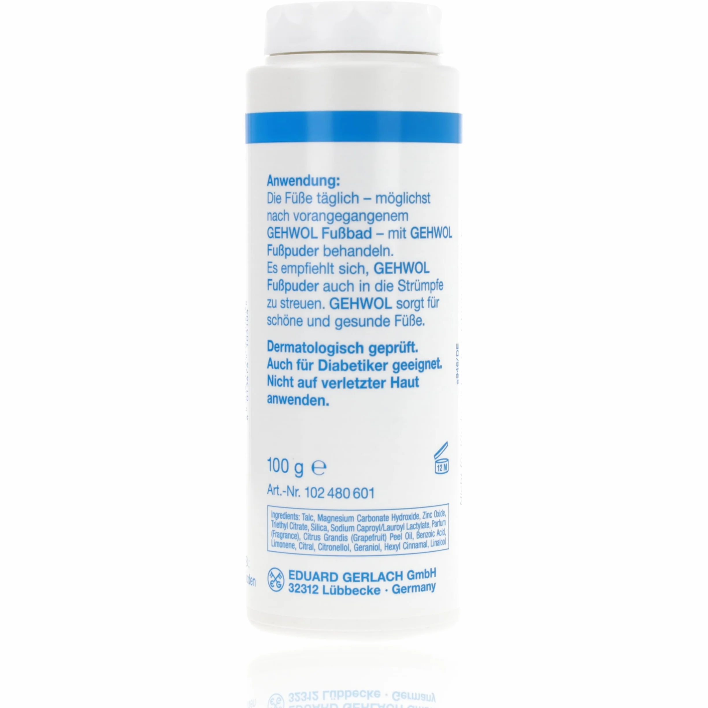 Gehwol Polvo para Pies, Sin olor antibacteriano Talco 100 gr Previene Atletas Pie - Se puede usado para pies, Zapatos & Calcetines