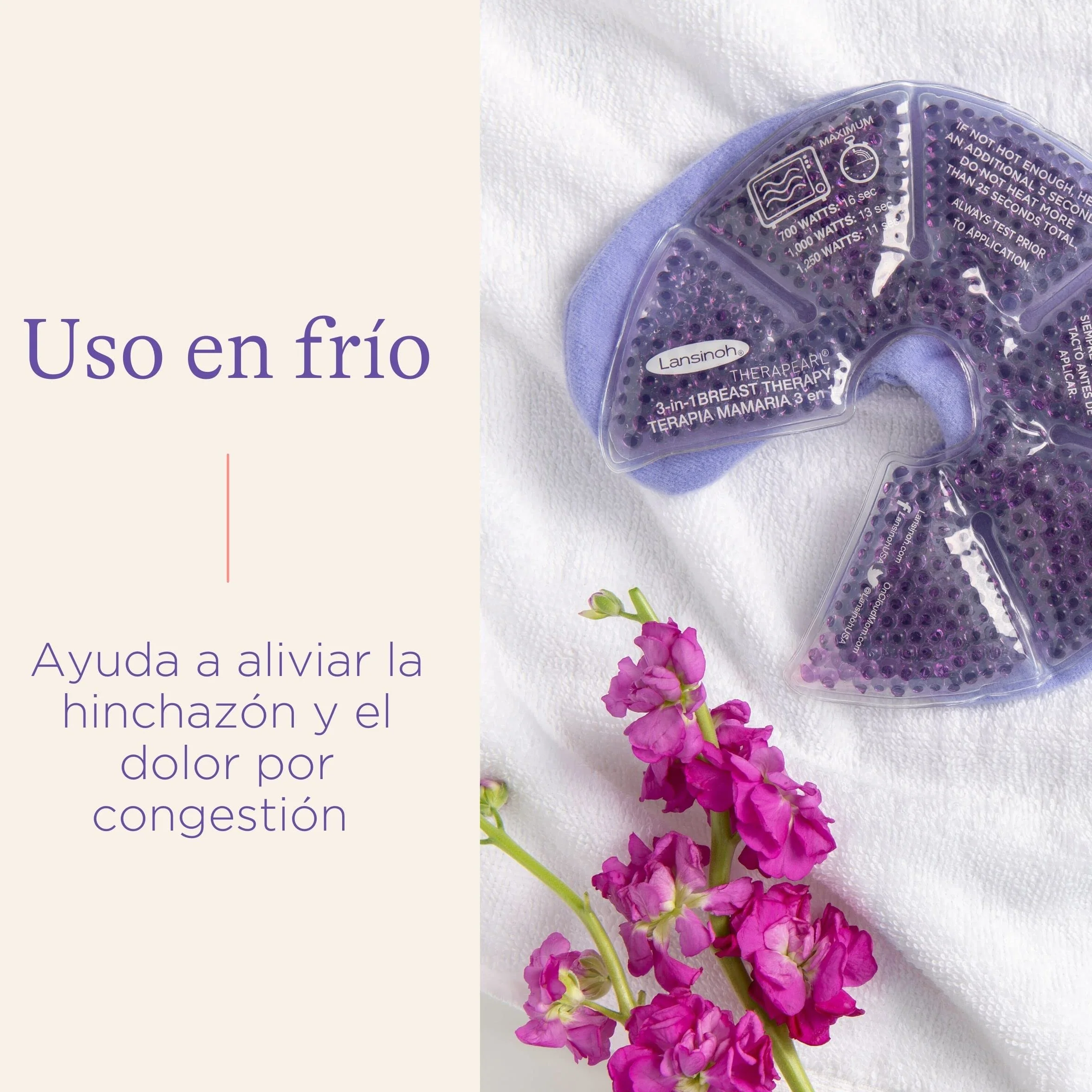 Lansinoh Terapia de Frío/Calor para el Pecho, TheraPearl 3 en 1. Para la mastitis, pechos congestionados y ayuda a la estimulación de la salida de la leche materna. 2 unidades con funda lavable
