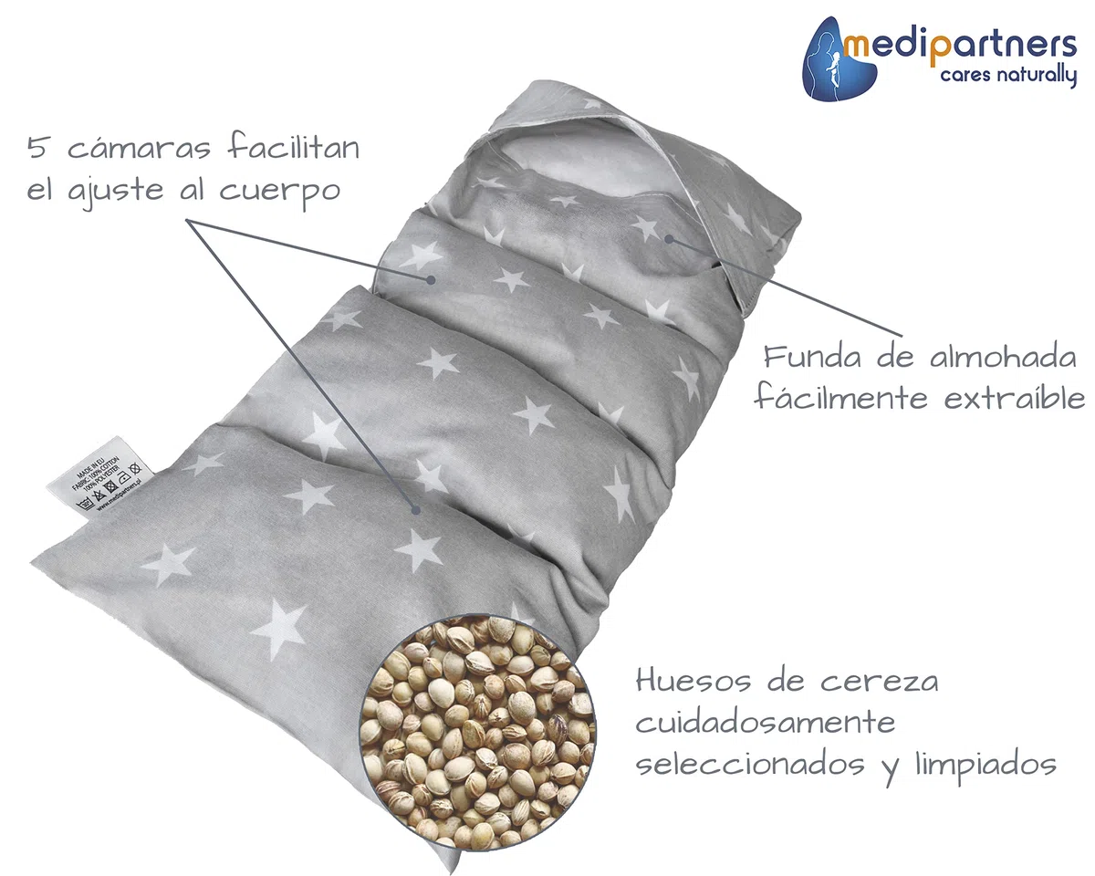 Medi Partners Saco de Semillas para Microondas 60x20cm Cojin 800g 100% Algodón 5 cámaras Saquitos bolsa Semillas calor Microondas Saco Termico (Estrellas)