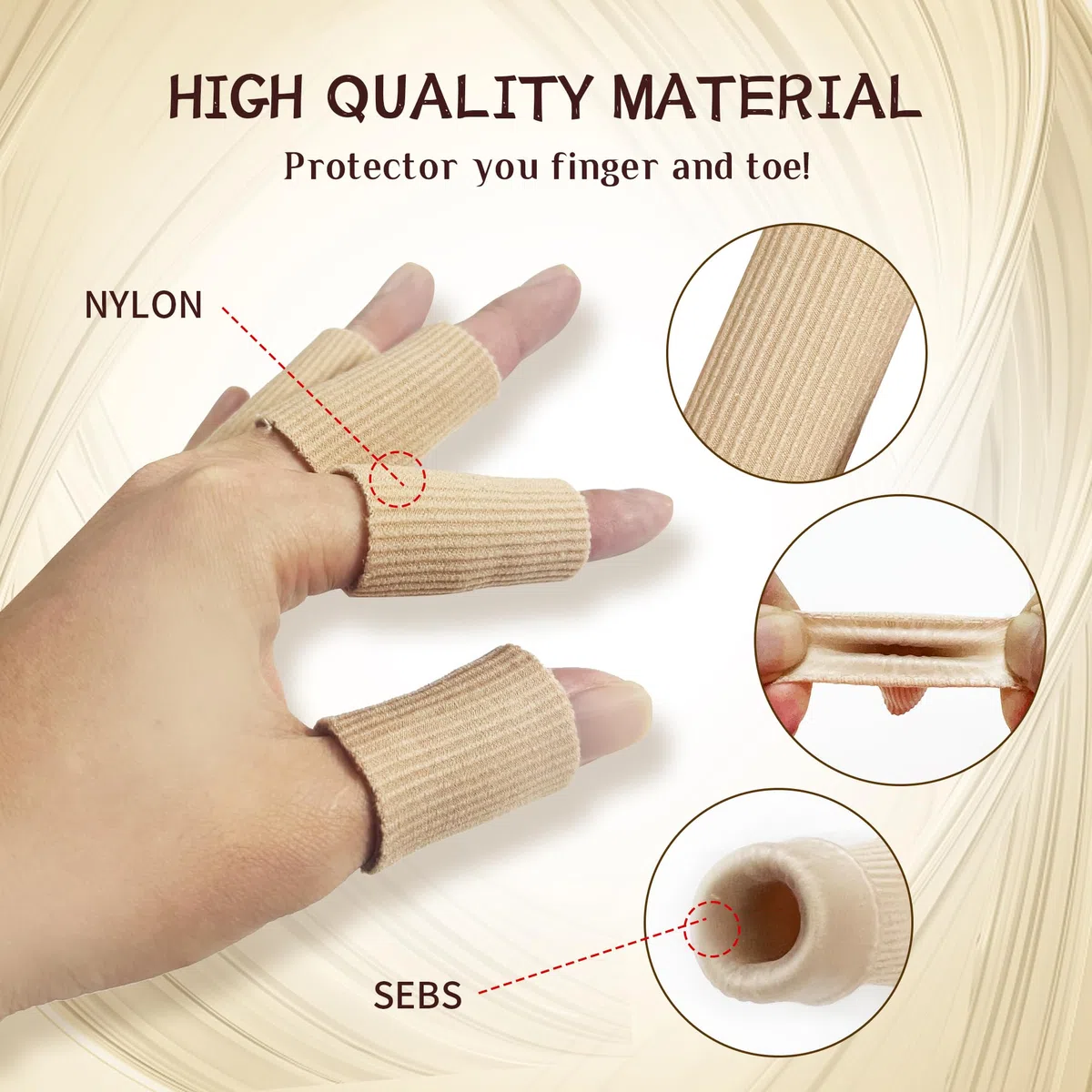 5 Pcs Protector Dedos Pie de Silicona Cortables, Tubos de Dedo de Pie, Protectores de manga de tela con forro de gel, evita el desarrollo de maíz, callos y ampollas entre los dedos de los pies (S,M,L)