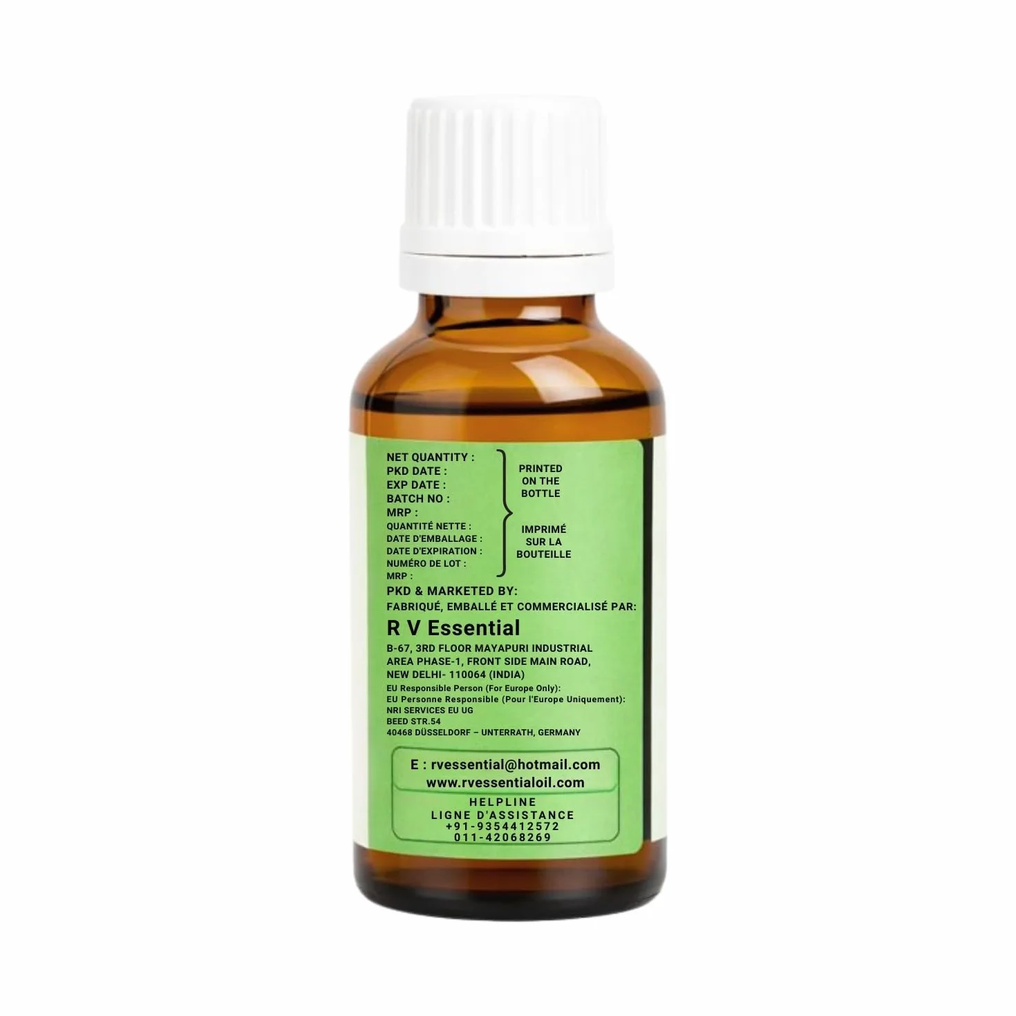 R V Essential Aceite portador puro de Babchi 30ml Psoralea Corylifolia Prensado en frío