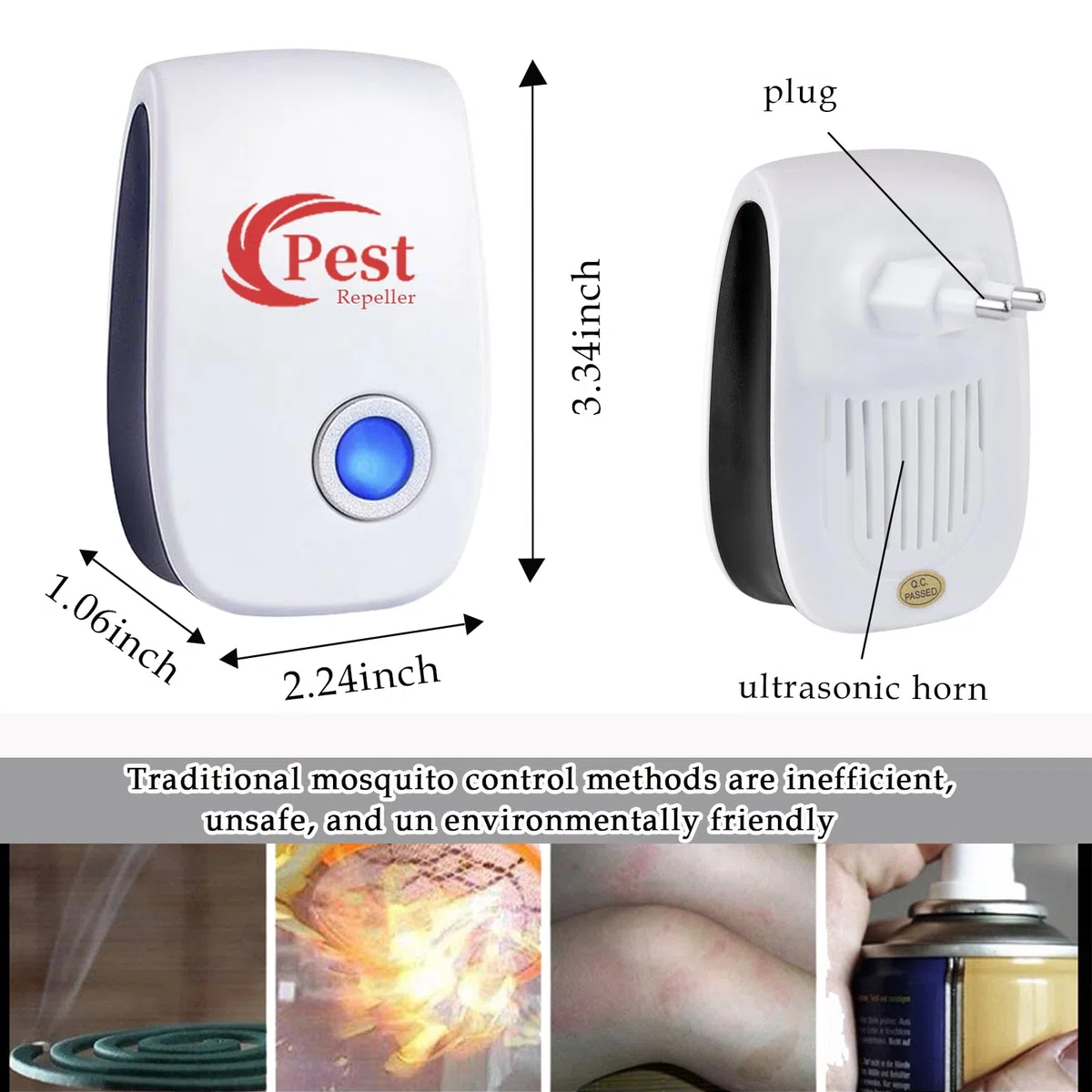 Repelente Ultrasónico de Plagas, 4 Pack Electrónico Repelente Mosquitos Insectos Control de Plagas,Repelente Ultrasónico Ratas para Interiores Anti Cucarachas, Moscas, Mosquitos, Ratones, Arañas