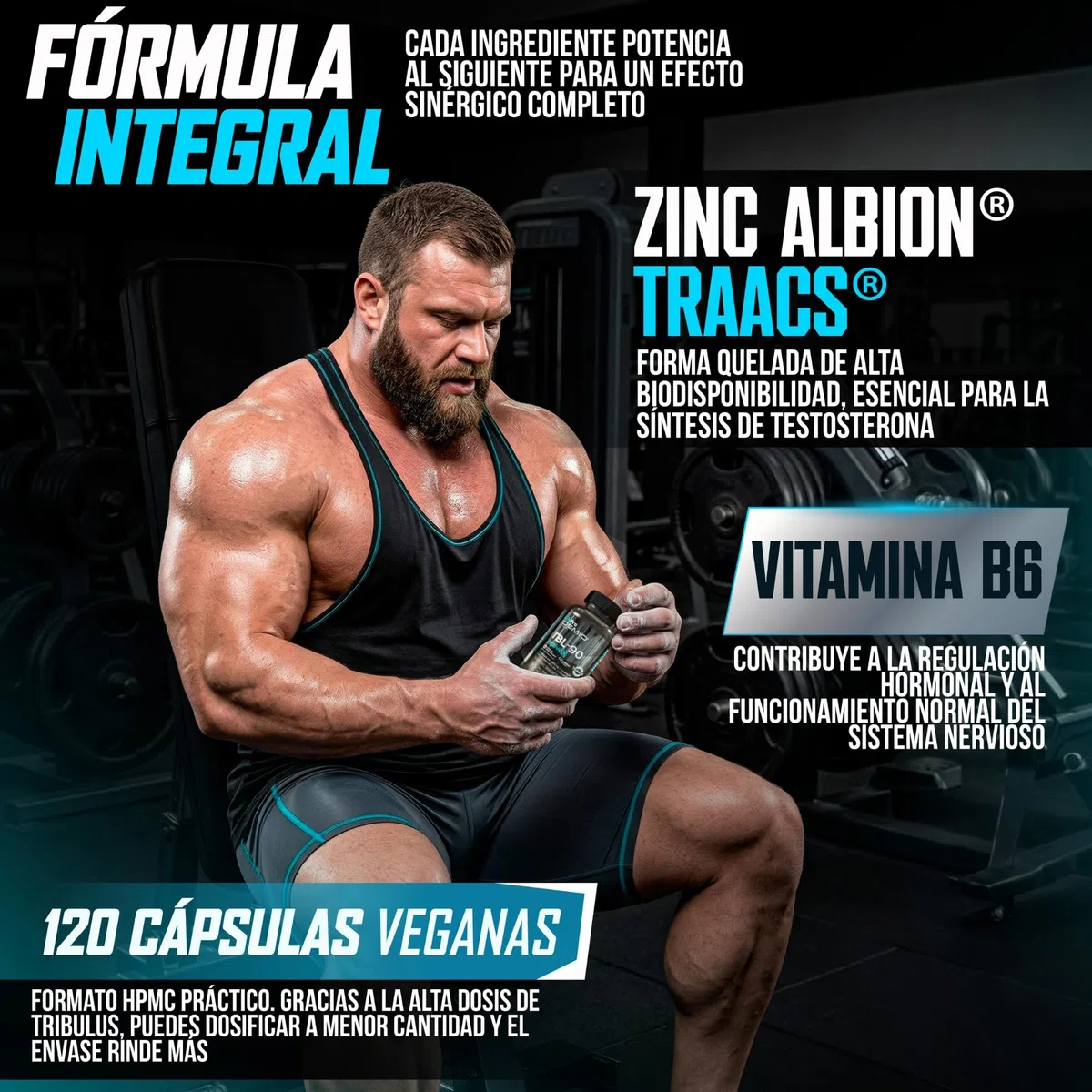 Life Pro Osmio Tribulus TBL-90 120 Vegancaps - Tribulus, Ashwagandha, Maca Negra, Zinc y Vitamina B6 - Complemento Alimenticio Vegano para Energía y Vitalidad