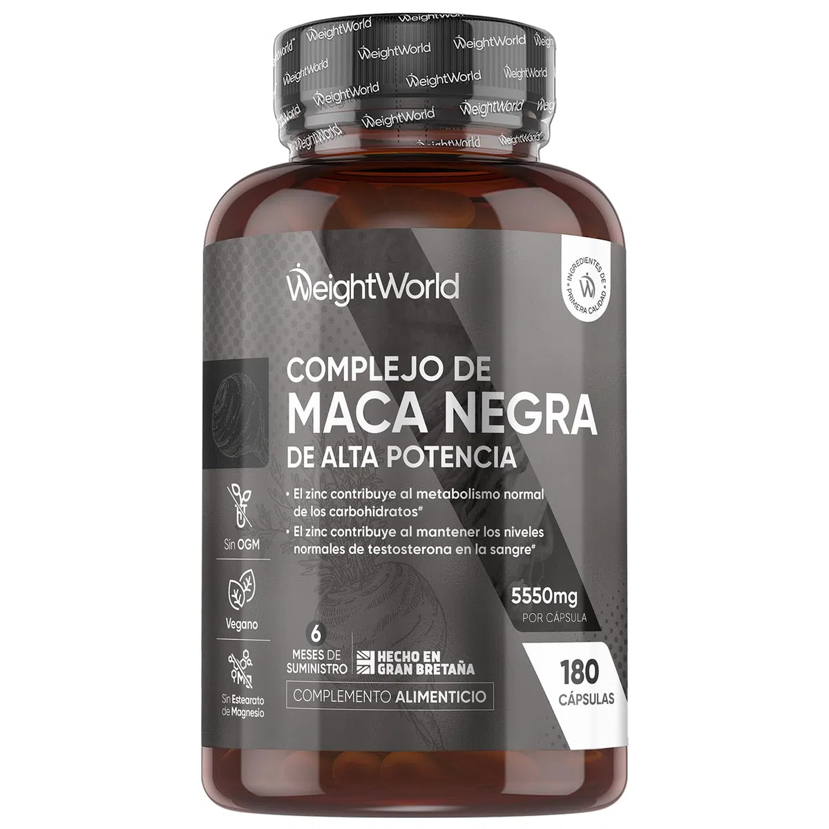 Maca Negra y Amarilla Andina Complex 5000mg de Potencia-100:1-6 Meses de Suministro, 180 Maca Cápsulas Veganas - Con Zinc, L-Arginina, Ginseng y Pimienta Negra, Sin Estearato de Magnesio