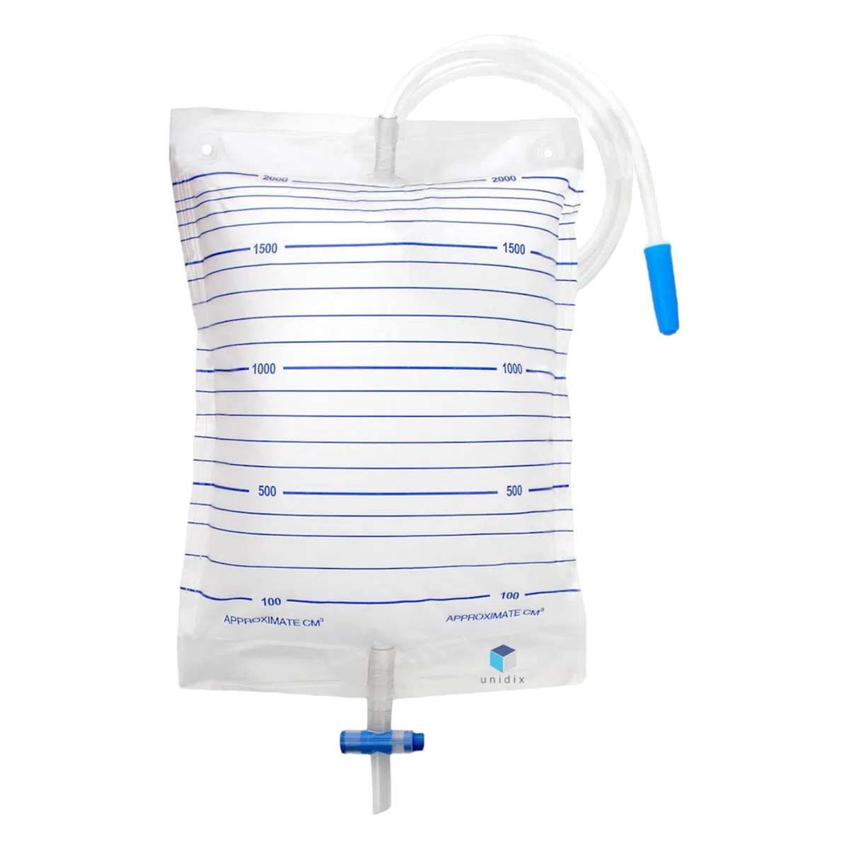 Bolsas de orina estériles 2 Litros (30 unidades) Tubo de 90 cm - Válvula de Descarga Cruzado en T - Antireflujo y Antirretorno - Doble sellado - Un Solo Uso - Bolsa Drenaje, Sonda