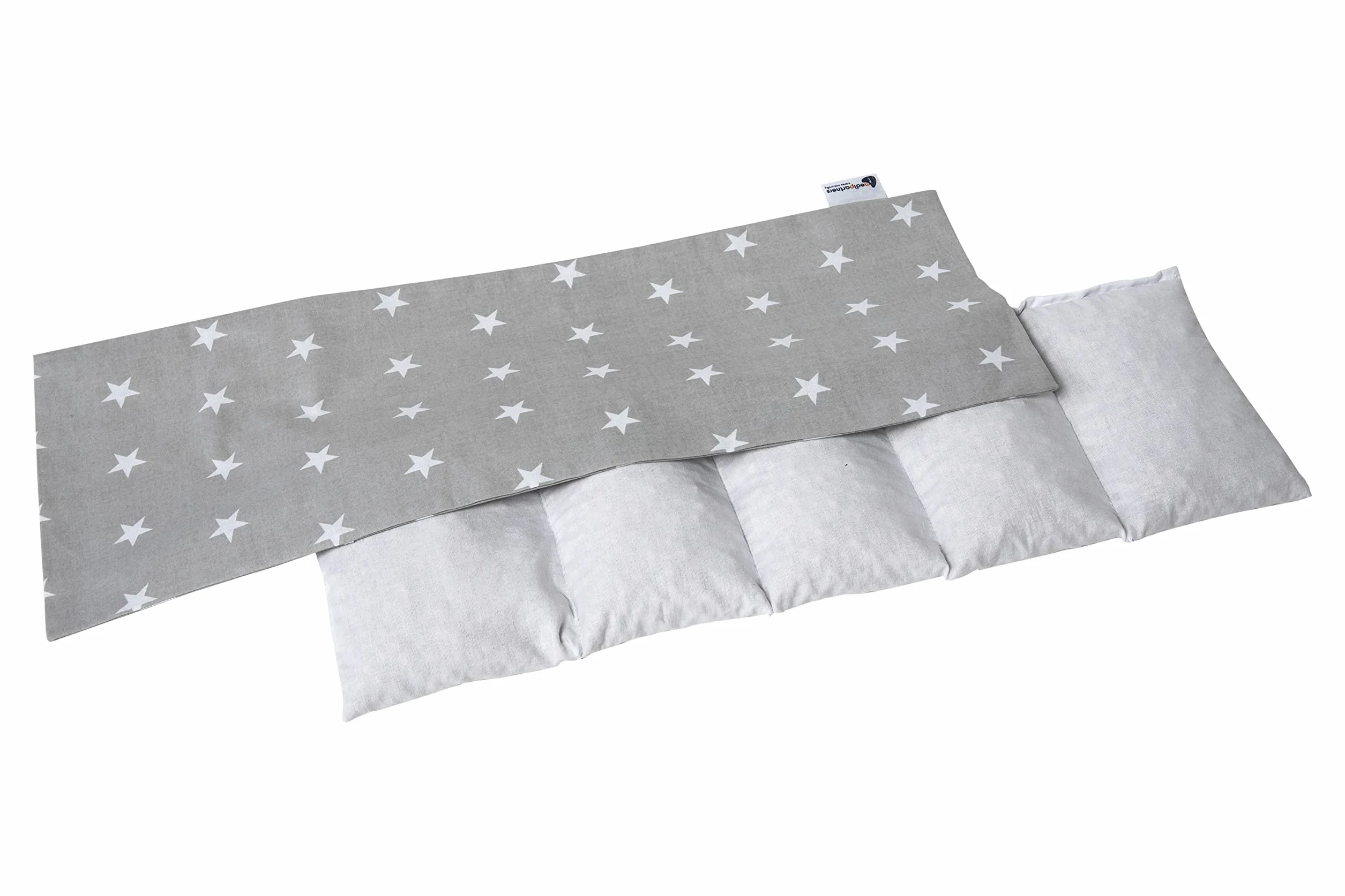 Medi Partners Saco de Semillas para Microondas 60x20cm Cojin 800g 100% Algodón 5 cámaras Saquitos bolsa Semillas calor Microondas Saco Termico (Estrellas)