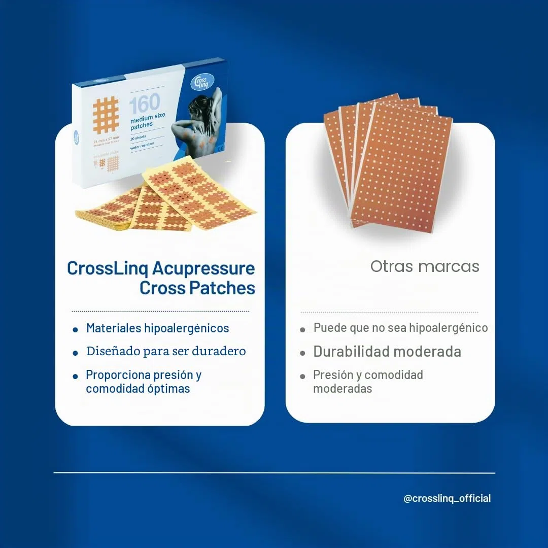 CrossLinq Acupresión, Acupuntura | Alivio de Edemas y Dolores | CrossTape | Cintas no elásticas en forma de rejilla | Parches en forma de cruz (40 unidades-Grande) | Beige