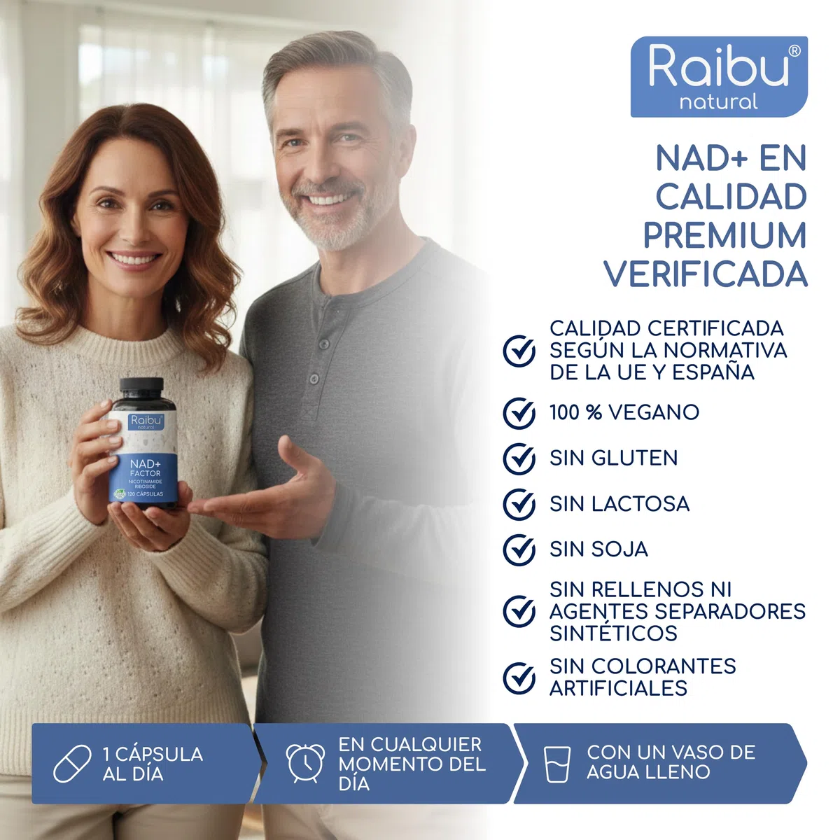 NAD+ 100% Puro, 300 mg de Nicotinamida Ribósido (NR) por Cápsula - Suministro para 4 MESES - Anti-Edad y Fatiga, NAD Booster - Sin Agentes Separadores, Sin Gluten, Vegano - 120 Cápsulas