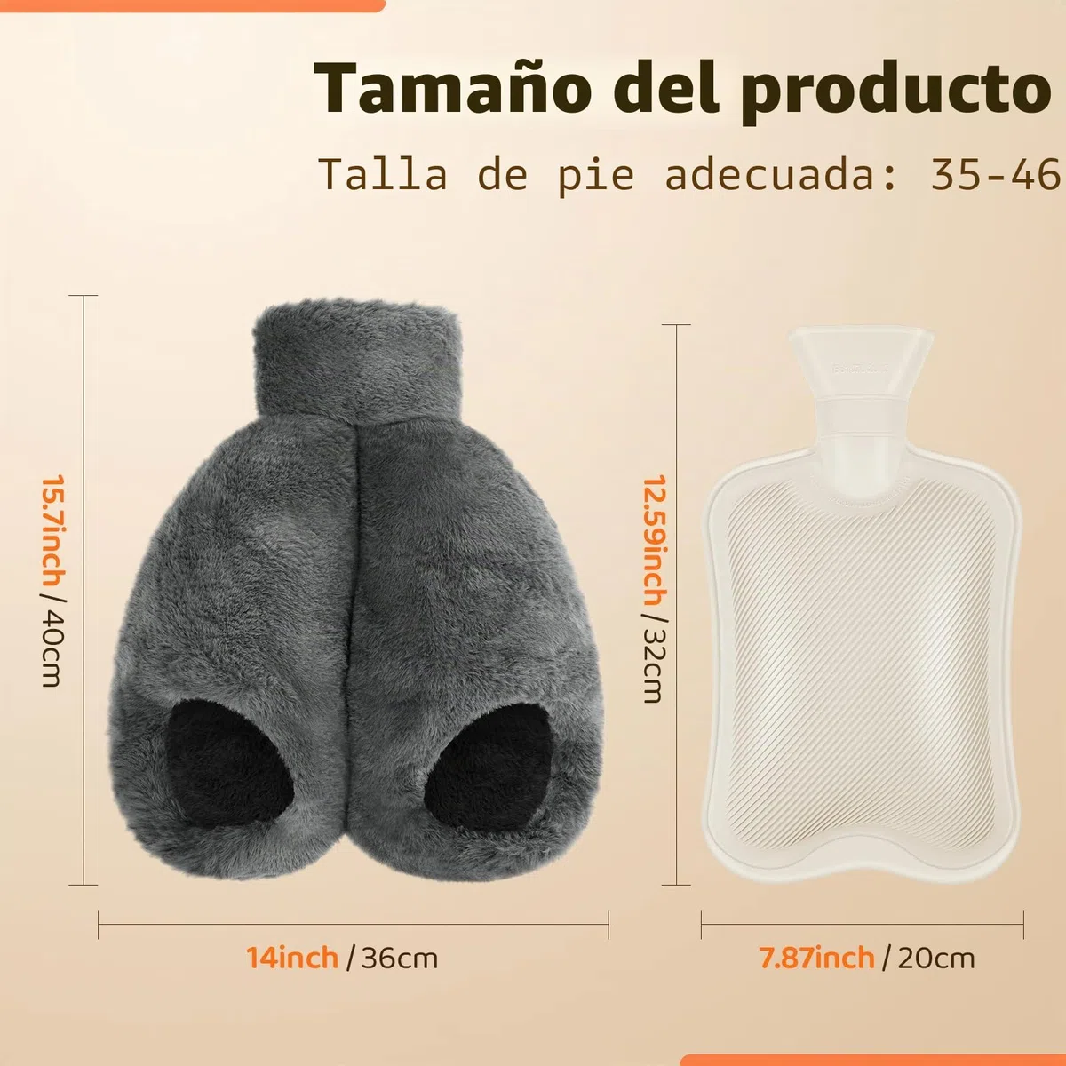 Calentador de pies sin electricidad, botella de agua caliente de 2 litros, suave y cálida, botella de agua caliente 2 en 1 para mujeres/hombres/adultos, botella de agua caliente para el hogar, la