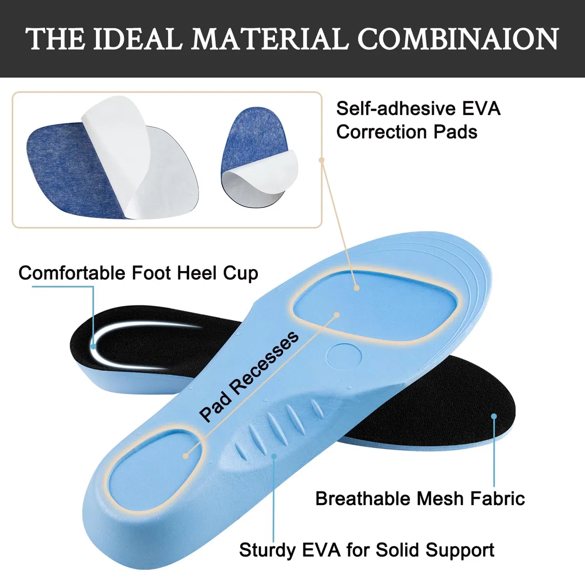 Endoto Plantillas Correctoras de Pronador y Supinador para Hombre Mujer Niños Infante, Insoles Ajustables para Supinación Pronación Over Supination y Pronation - XXXL