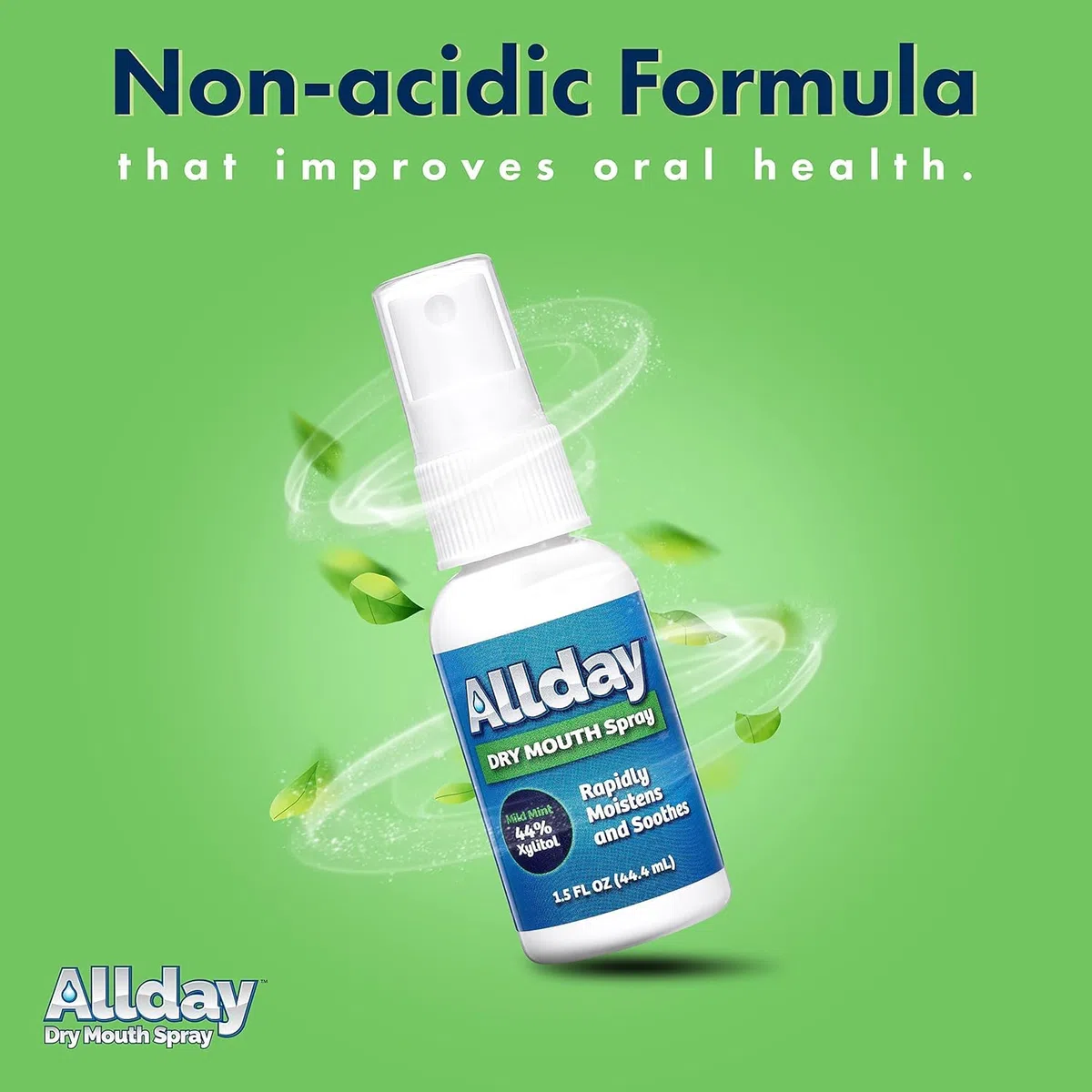 Allday Spray para la boca seca, xilitol de máxima potencia, acción rápida, fórmula no ácida (paquete de 2)