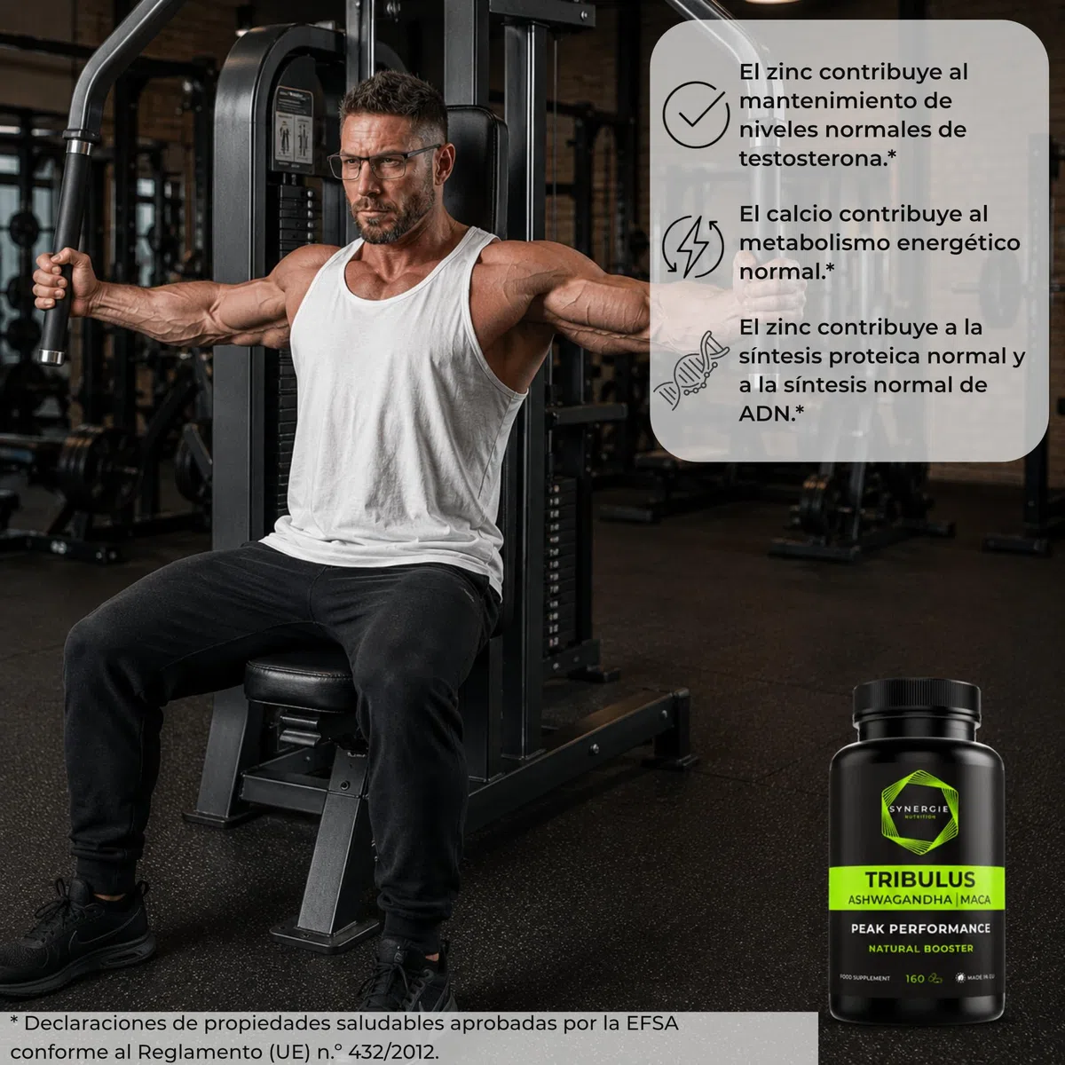 Tribulus Terrestris 1800mg Extracto - 90% Saponinas. Ashwagandha, Maca Negra 20:1, Zinc, Ca y Vit D 160 Cápsulas de Synergie Nutrition