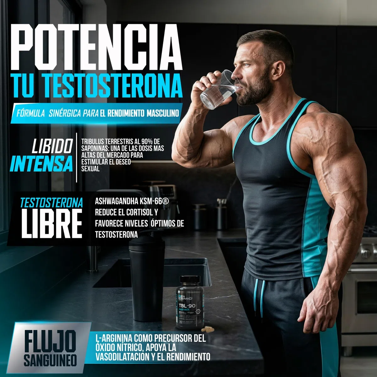 Life Pro Osmio Tribulus TBL-90 120 Vegancaps - Tribulus, Ashwagandha, Maca Negra, Zinc y Vitamina B6 - Complemento Alimenticio Vegano para Energía y Vitalidad