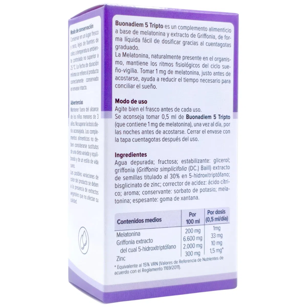Buona Buonadiem 5-Tripto Gotas 30 ml - Suplemento para el Sueño y Descanso Infantil - Con 5-HTP (Griffonia) - Ayuda a Conciliar el Sueño de Bebés y Niños - Relajación Natural