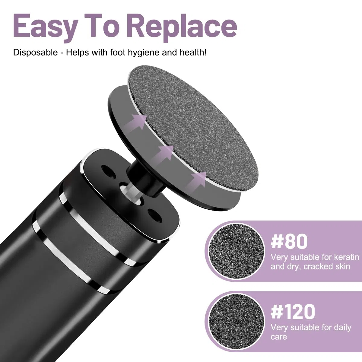 Lima Eléctrica 2 en 1 para Pies – Con 20 Discos y 10 Anillos, Recargable, 8 Velocidades para Quitar Durezas, Exfoliar y Cuidar Uñas. Pedicura Profesional para Pies Suaves.