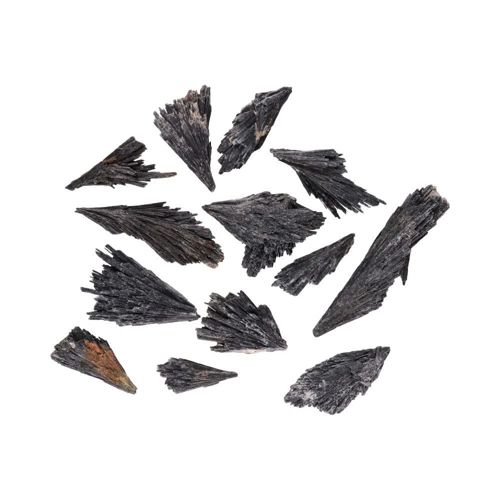 Cianita Negra Escoba de Bruja en Bruto 100g Hojas Piedra de Protección Conexión a Tierra Energía Mineral Kyanos
