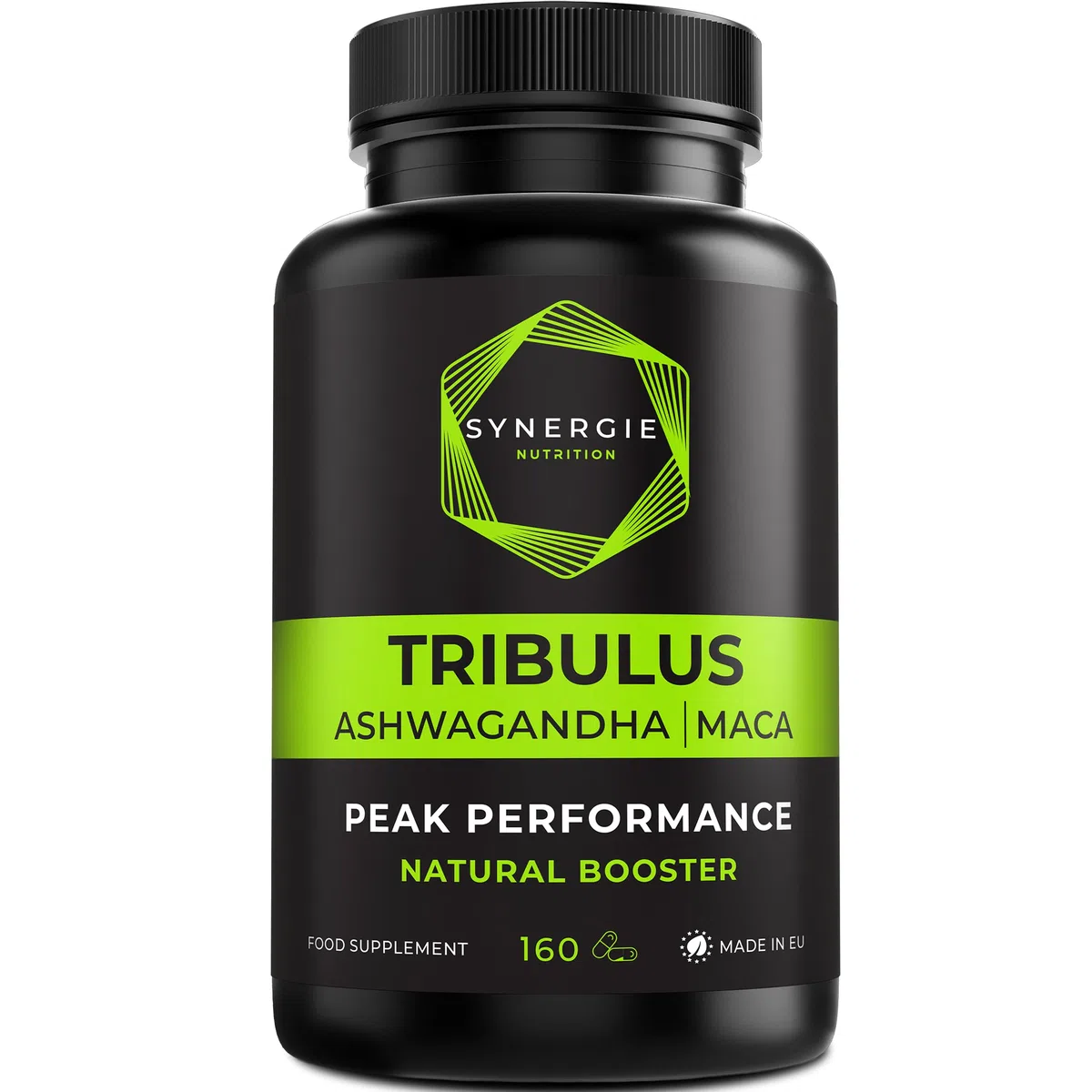 Tribulus Terrestris 1800mg Extracto - 90% Saponinas. Ashwagandha, Maca Negra 20:1, Zinc, Ca y Vit D 160 Cápsulas de Synergie Nutrition