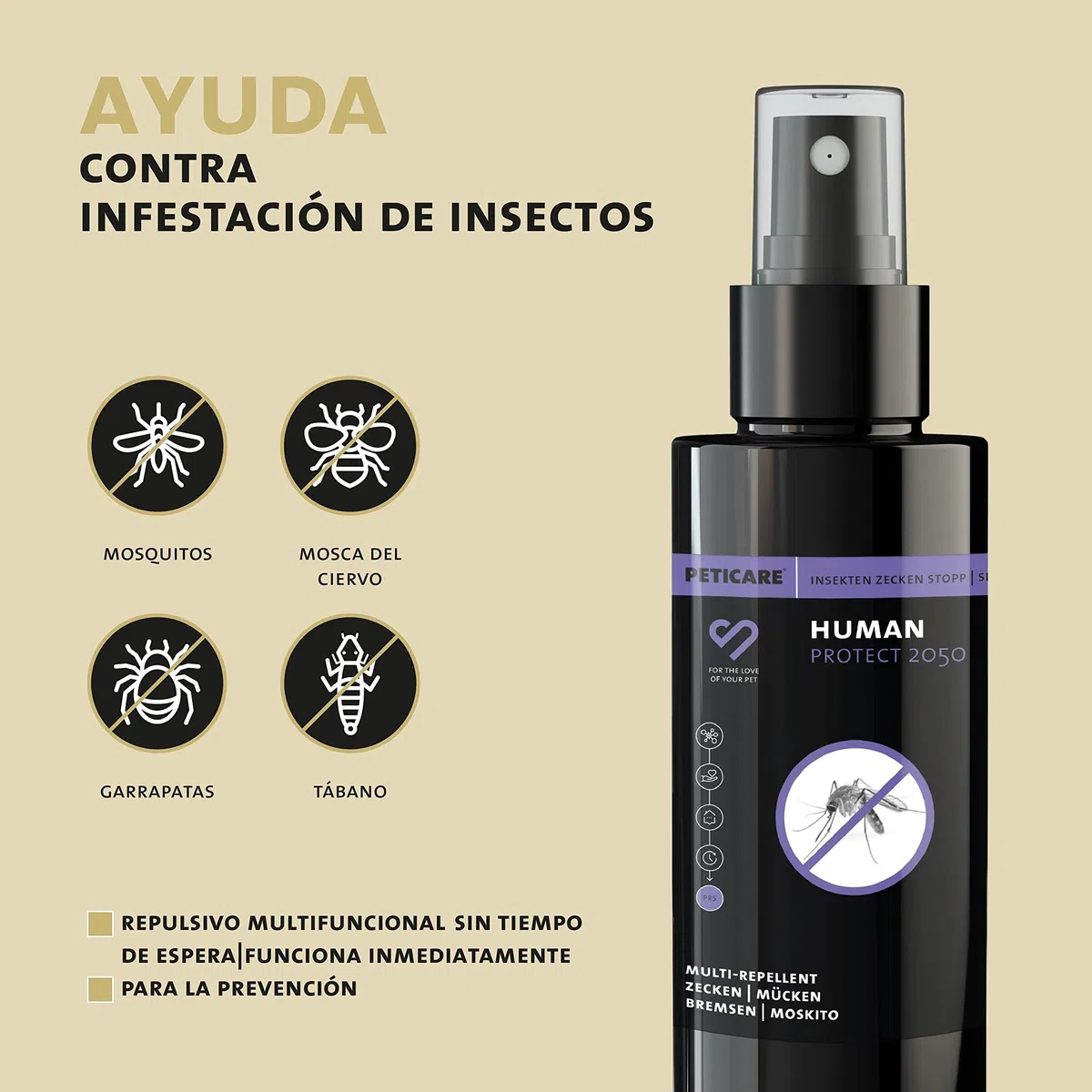 Repelente de mosquitos y garrapatas Spray (para hombre) con icaridin 100 ml