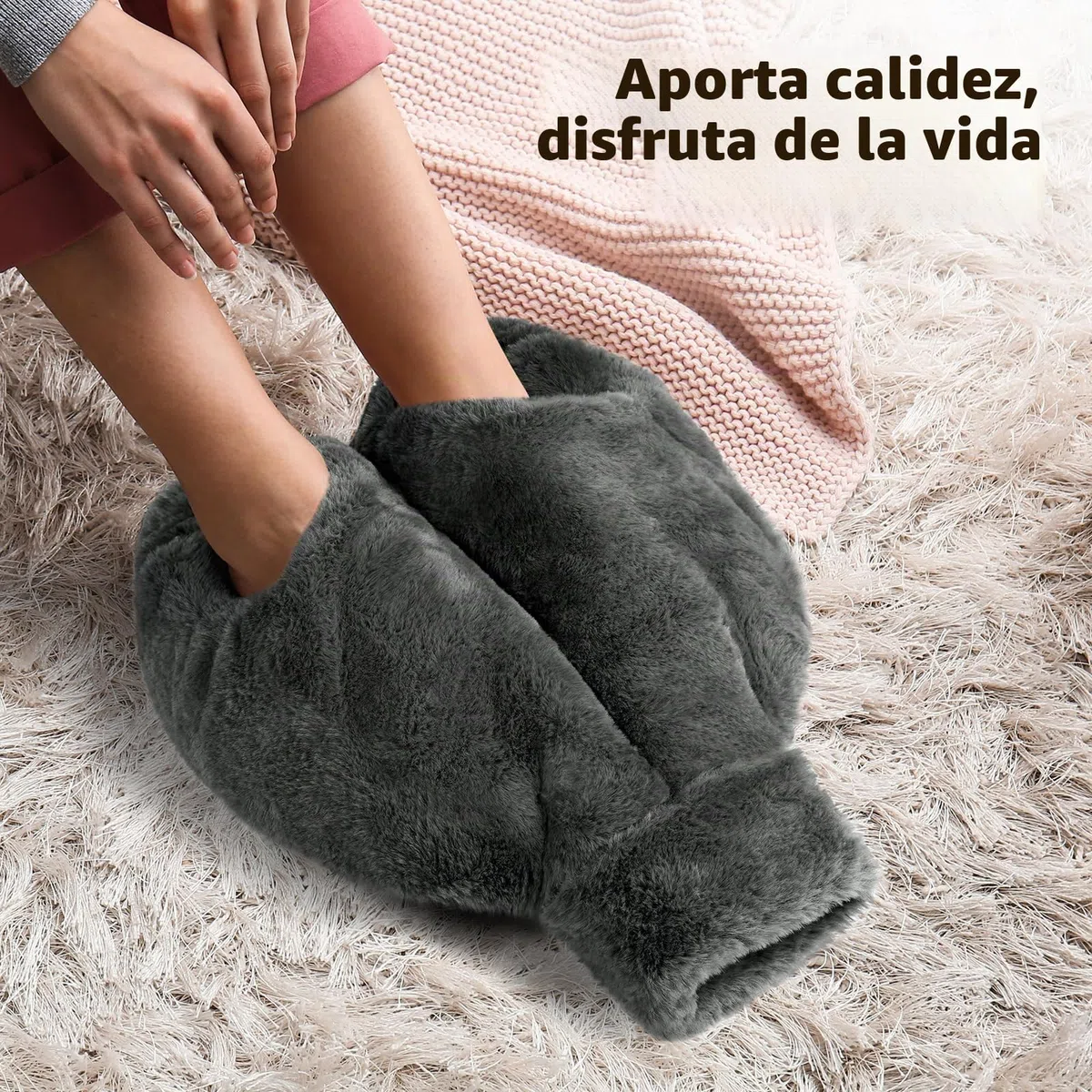 Calentador de pies sin electricidad, botella de agua caliente de 2 litros, suave y cálida, botella de agua caliente 2 en 1 para mujeres/hombres/adultos, botella de agua caliente para el hogar, la
