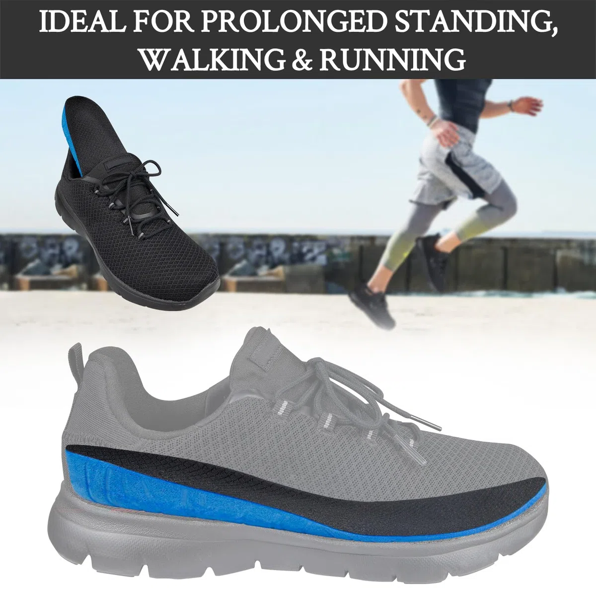 Endoto Plantillas para Skechers Hombre Zapatos, Plantilla Insoles Repuesto con Soporte para el Arco with Arch Support para los Pies Fit - Medio, 43 EU