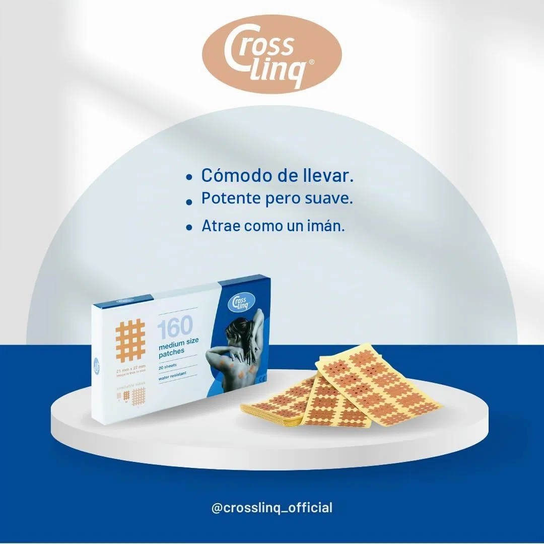 CrossLinq Acupresión, Acupuntura | Alivio de Edemas y Dolores | CrossTape | Cintas no elásticas en forma de rejilla | Parches en forma de cruz (40 unidades-Grande) | Beige