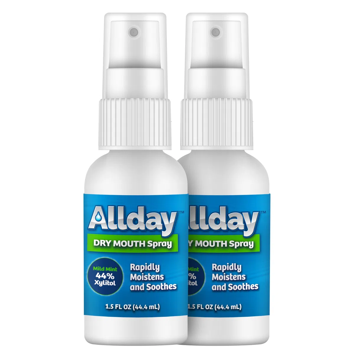 Allday Spray para la boca seca, xilitol de máxima potencia, acción rápida, fórmula no ácida (paquete de 2)