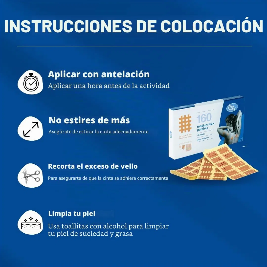 CrossLinq Acupresión, Acupuntura | Alivio de Edemas y Dolores | CrossTape | Cintas no elásticas en forma de rejilla | Parches en forma de cruz (40 unidades-Grande) | Beige