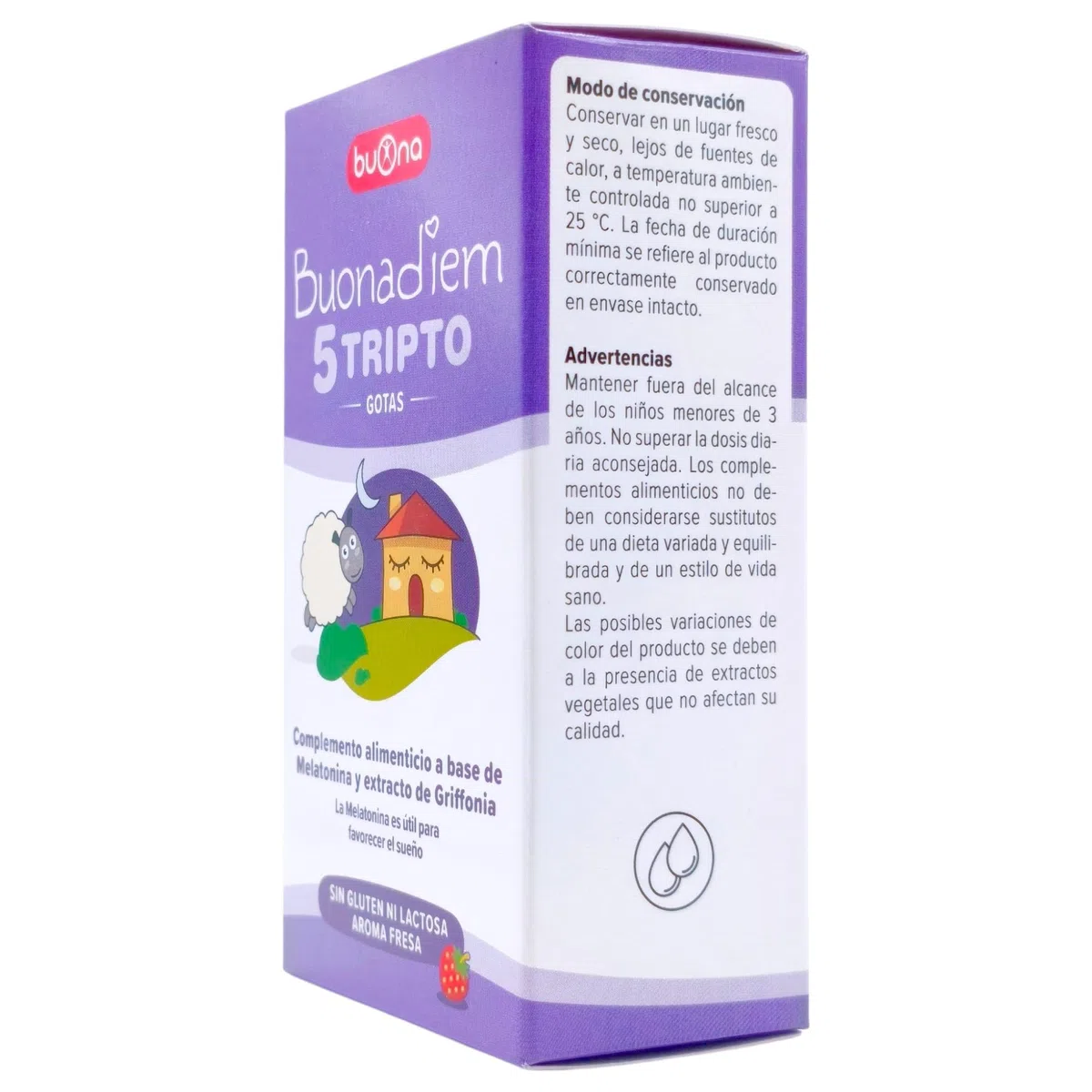 Buona Buonadiem 5-Tripto Gotas 30 ml - Suplemento para el Sueño y Descanso Infantil - Con 5-HTP (Griffonia) - Ayuda a Conciliar el Sueño de Bebés y Niños - Relajación Natural