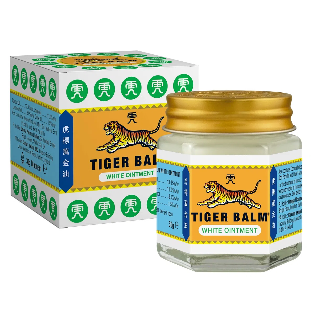 Tiger Balm Blanco 30g - Bálsamo de Tigre Efecto Frío - Producto para Masaje a Base de Mezclas de Ingredientes Herbales - 30g