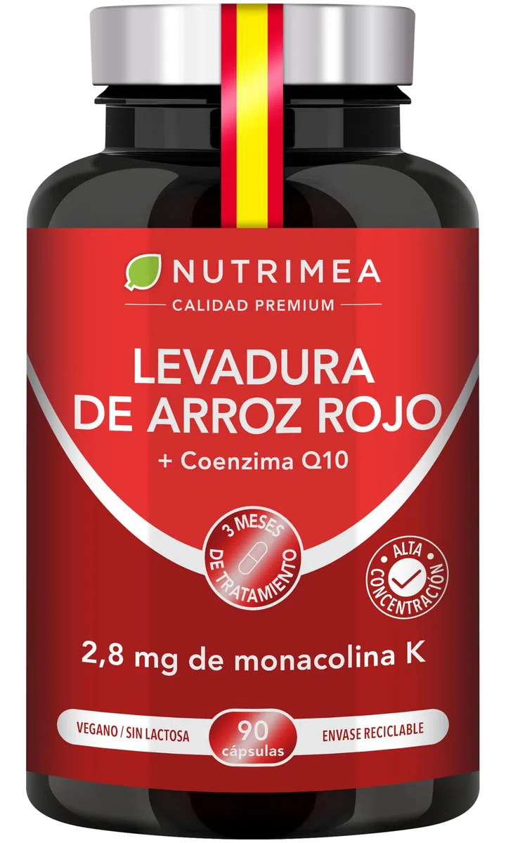 Levadura de Arroz Rojo + 15 mg Coenzima Q10 + 2,8 mg Monacolina K – Apoyo al Colesterol – Sin Citrinina – Alta Concentración – 90 Cápsulas Veganas – Fabricado en Francia – Nutrimea