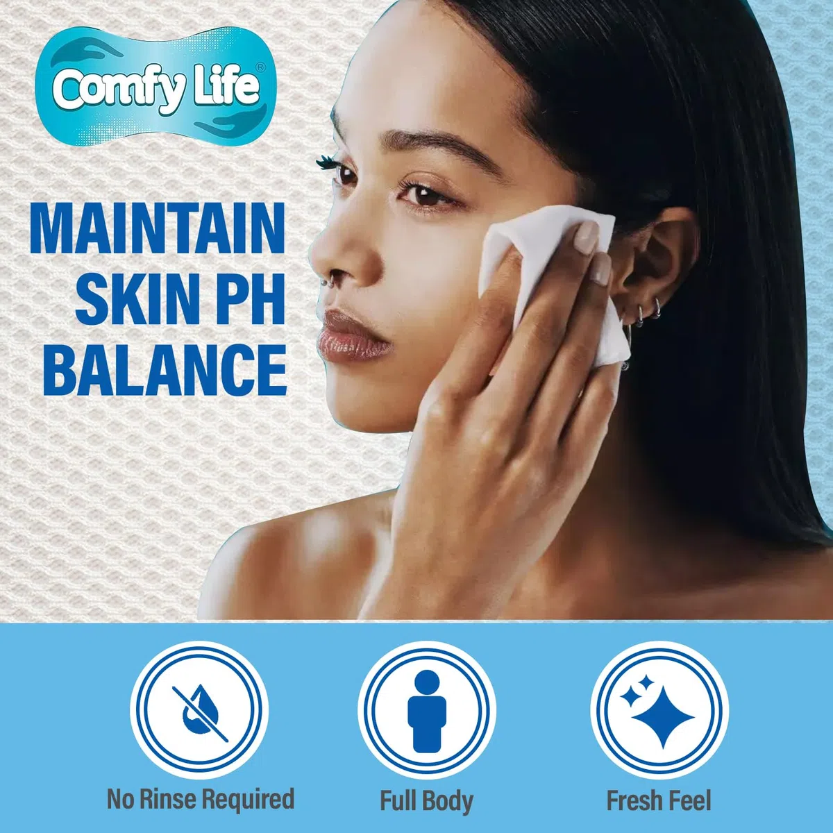 Comfy Life - Toallitas húmedas para el cuerpo, toallitas suaves, sin fragancia y sin enjuague para adultos, para el baño, la cama y cuidado íntimo (1 paquete (80 toallitas))
