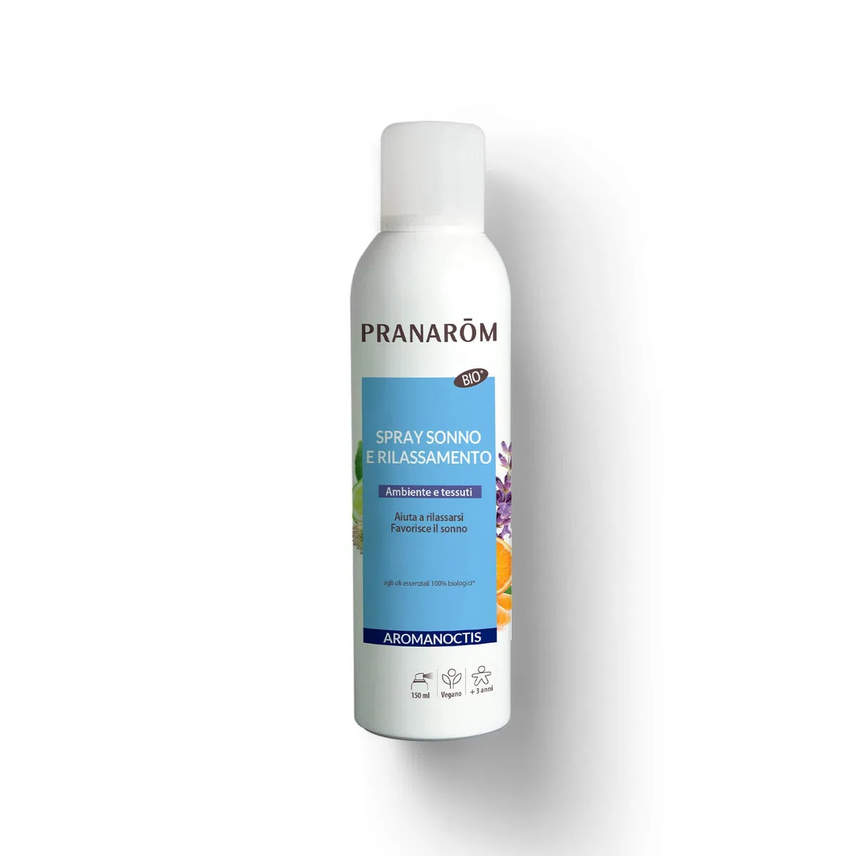 PRANAROM Aromanoctis Spray Sueño y Relajación Atmósfera y Tejidos Bio, Aceites Esenciales de Lavanda, Manzanilla Romana, Ayuda a Relajarse, facilita el sueño, Sinergia de aceites Esenciales, 150 ml