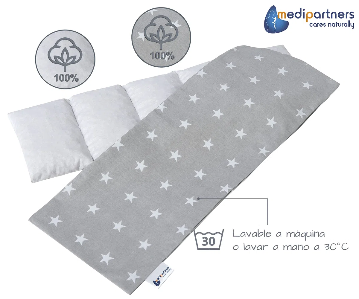 Medi Partners Saco de Semillas para Microondas 60x20cm Cojin 800g 100% Algodón 5 cámaras Saquitos bolsa Semillas calor Microondas Saco Termico (Estrellas)