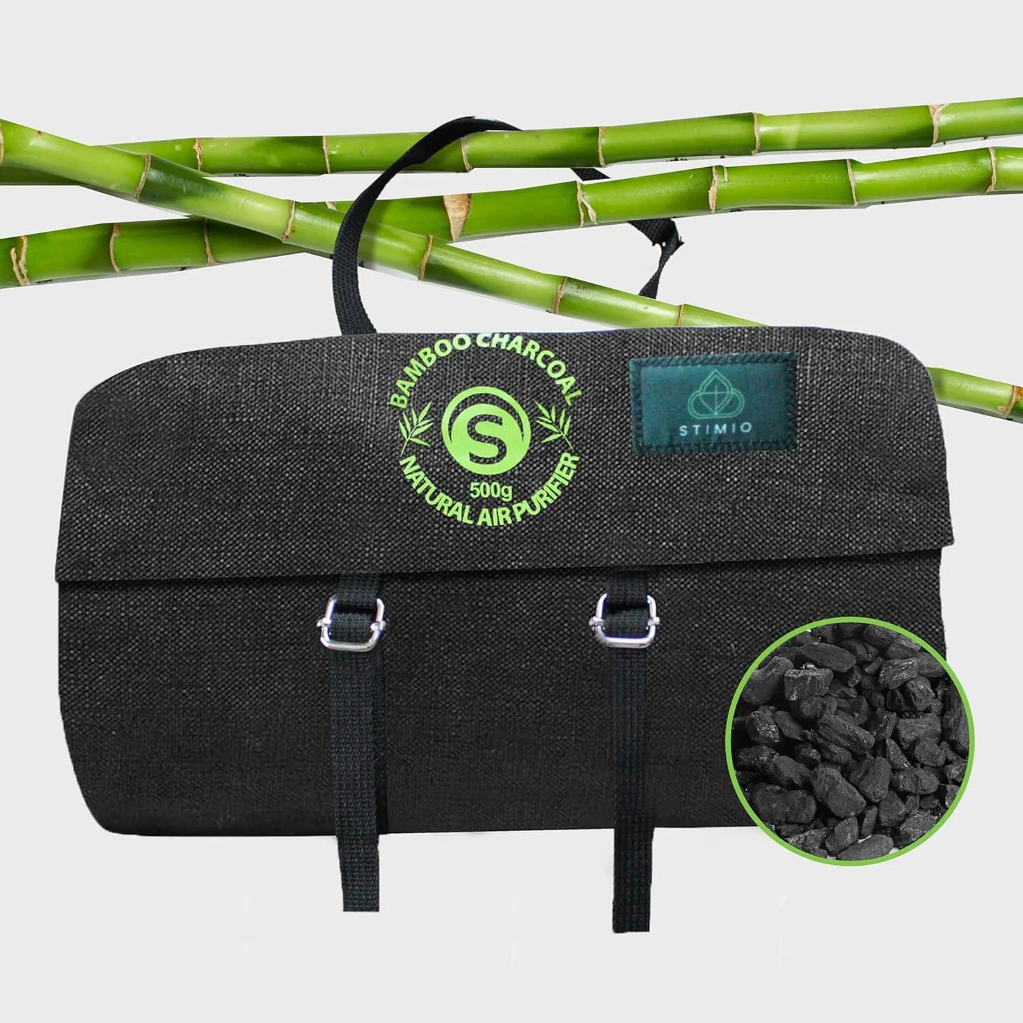 Carbón activado de bambú - Bolsa purificadora de aire purificador de aire para coche - Deshumidificador y ambientador para coche - Eliminador de olores - 2 x 500 g