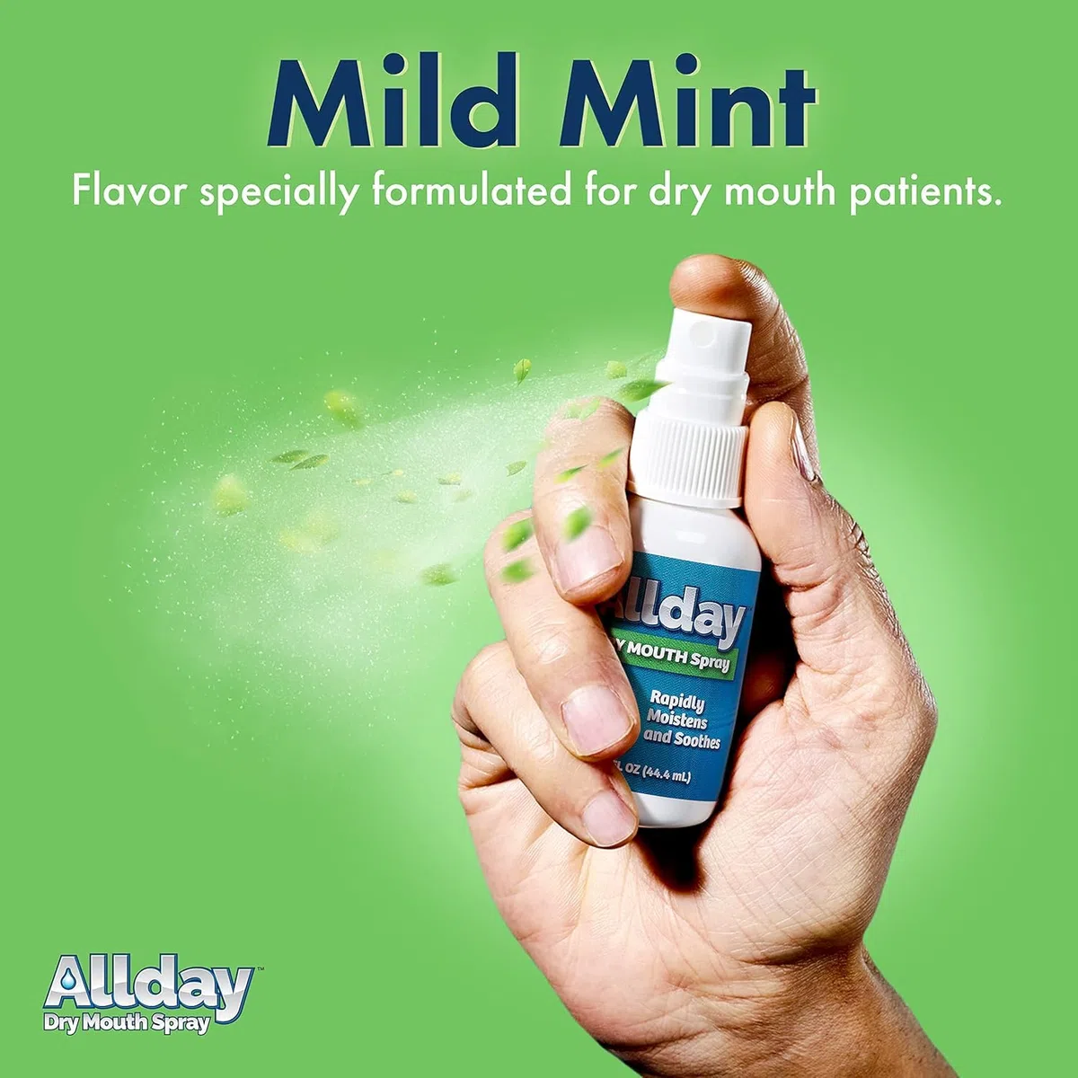 Allday Spray para la boca seca, xilitol de máxima potencia, acción rápida, fórmula no ácida (paquete de 2)