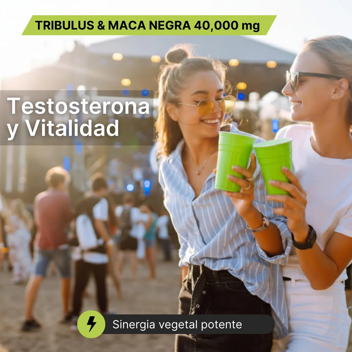 Tribulus Terrestris y Maca Negra 40.000 mg (90% Saponinas y Extracto 100:1), Zinc y B6 – Vitalidad, Confianza Duradera y Energía - Testosterona Hombre -120 Caps. Vegano, Sin Gluten ni Lactosa